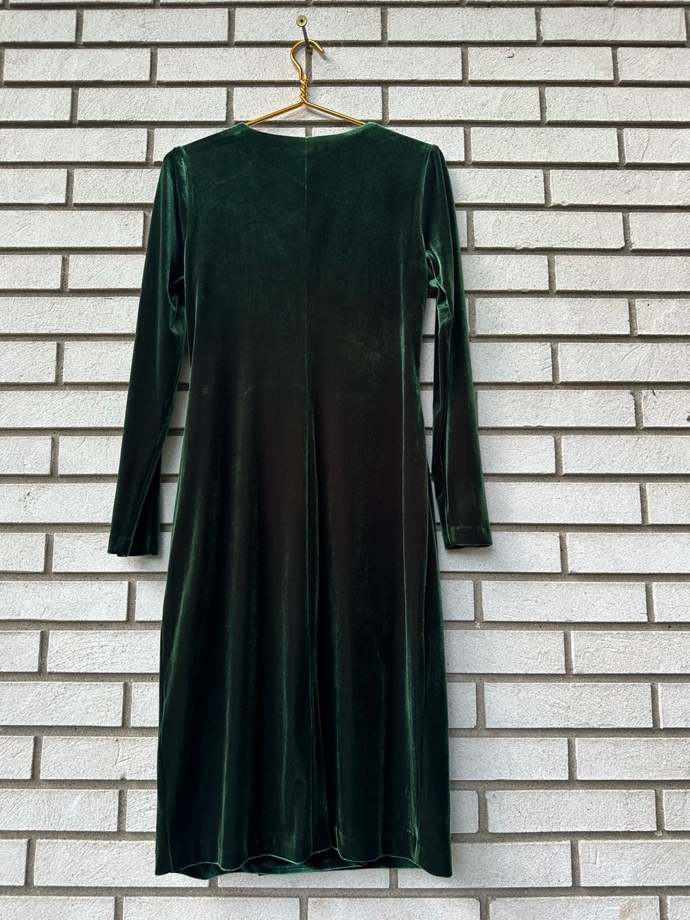 Lauren Ralph Lauren Green Stretch Velvet Surplice Ruched Long Sleeve Dress 10 - Picture 9 of 9